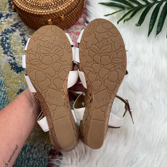 BOC Born White Ankle Strap Strappy Cork Wedge Sandal 8 - Picture 8 of 9